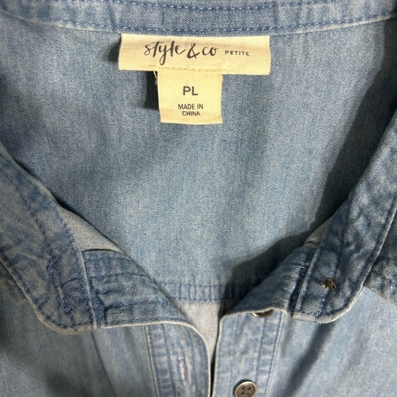 Chambray Shirt Dress for Women Size LP - Picture 6 of 6